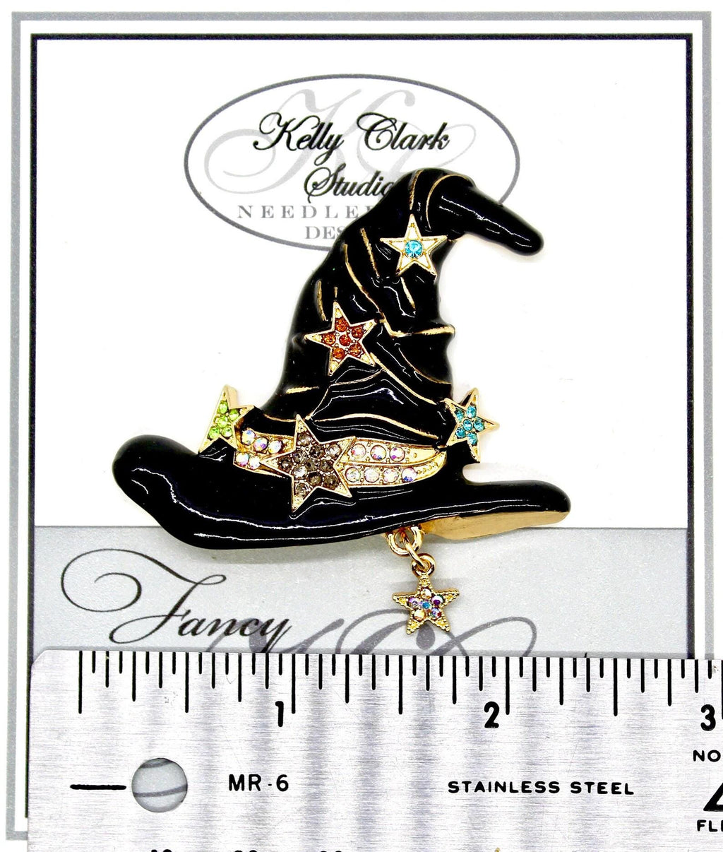 Kelly Clark Studio ~ Glam Witch Hat Needle Minder, Needle Dock, Canvas Magnet, Needle Garage, Needleminder