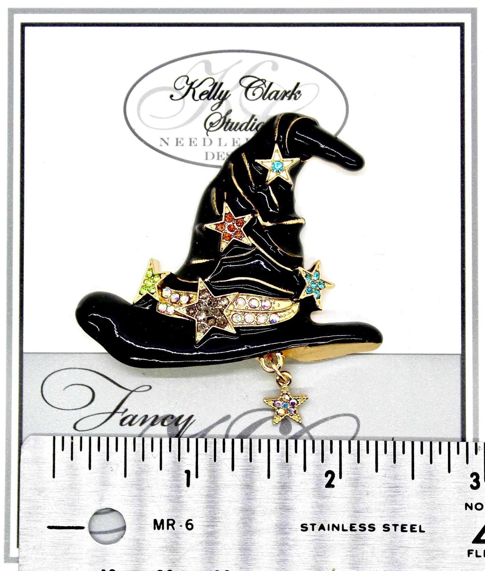 Kelly Clark Studio ~ Glam Witch Hat Needle Minder, Needle Dock, Canvas Magnet, Needle Garage, Needleminder