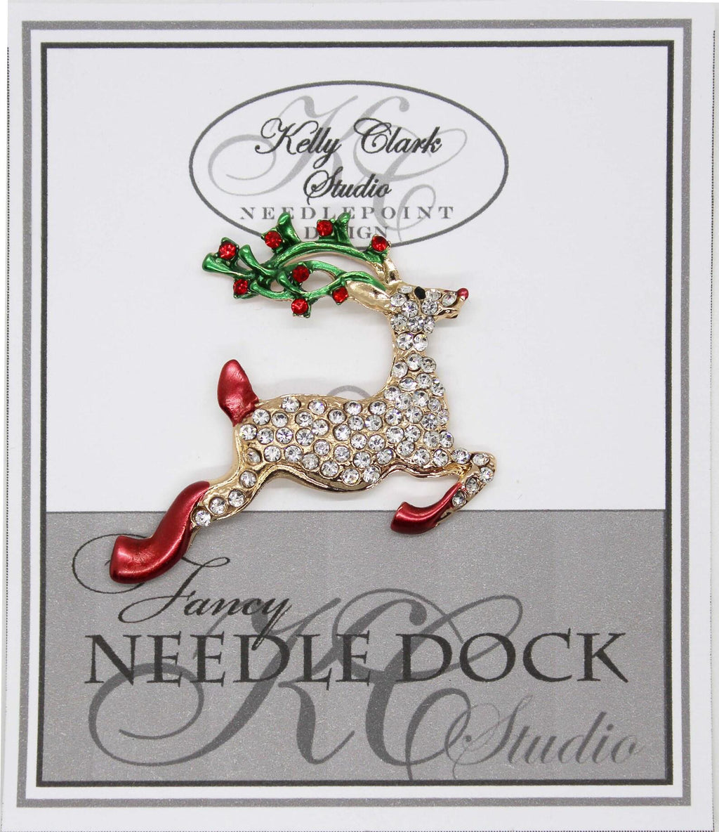 Kelly Clark Studio ~ Reindeer Needle Minder, Needle Dock, Canvas Magnet, Needle Garage, Needleminder