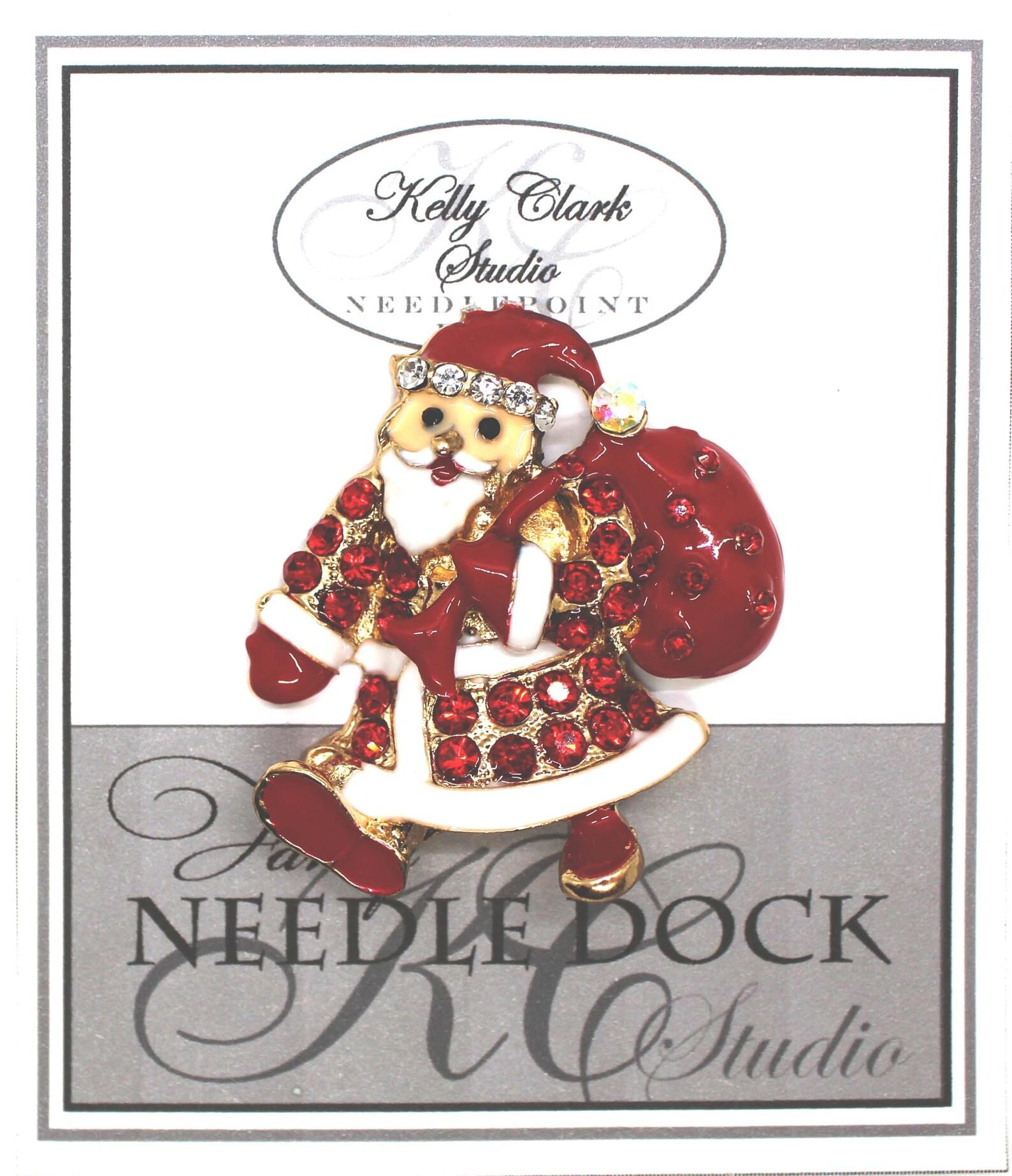 Kelly Clark Studio ~ Santa Needle Minder, Needle Dock, Canvas Magnet, Needle Garage, Needleminder