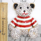 Kelly Clark Studio ~ Teddy with Red Stripes Needle Minder, Needle Dock, Canvas Magnet, Needle Garage, Needleminder