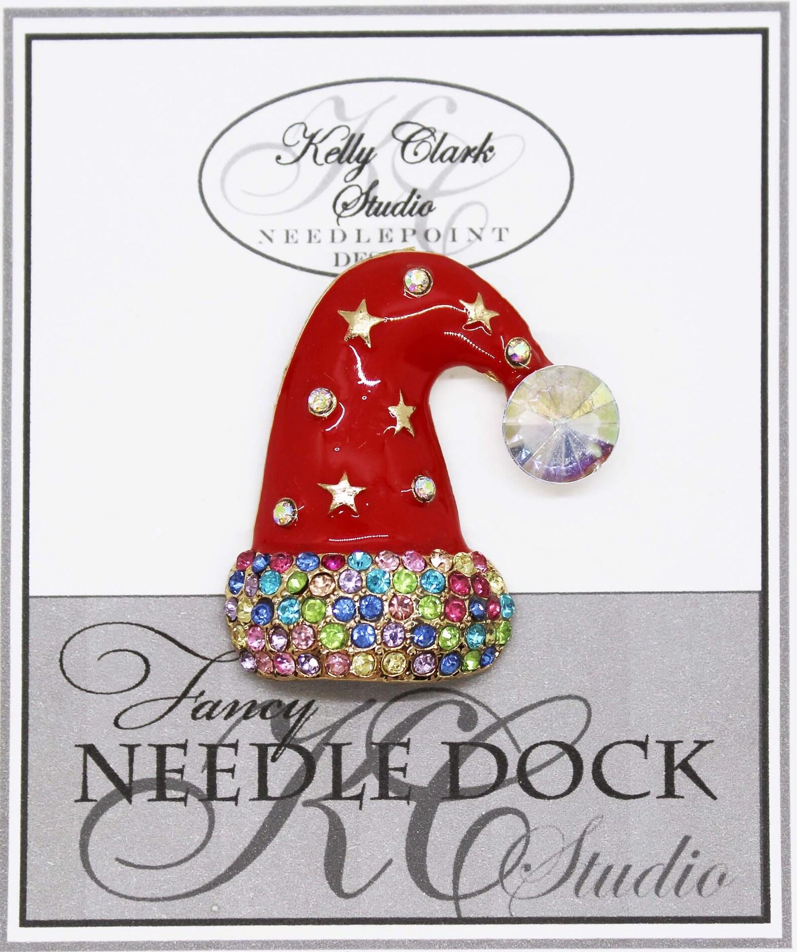 Kelly Clark Studio ~ Red Santa Hat Needle Minder, Needle Dock, Canvas Magnet, Needle Garage, Needleminder