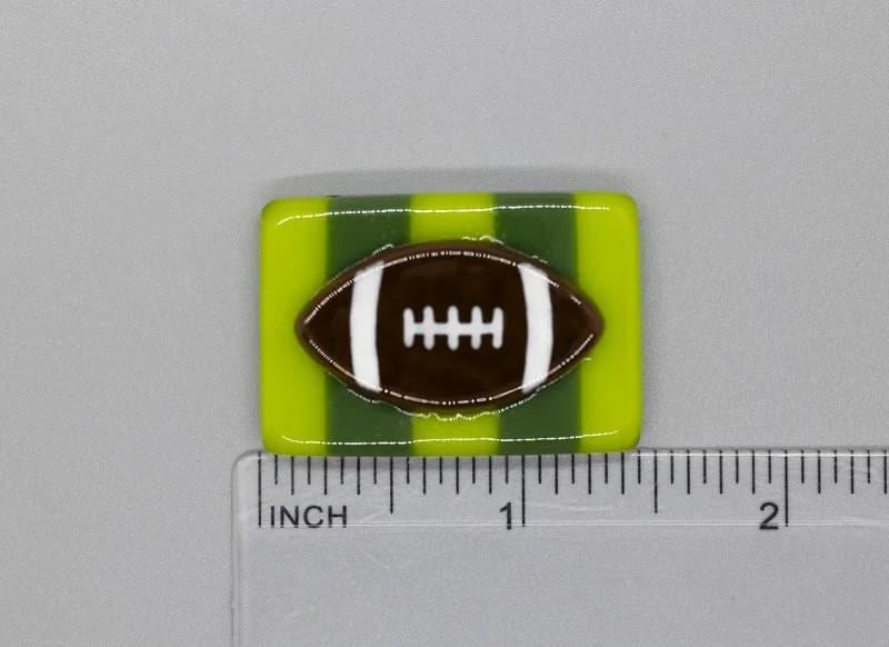 BEAU VERRE ART "Football on Field Fused Glass Needle Minder"  Magnet  Needleminder  One-of-a-Kind  Handcrafted by Kelly