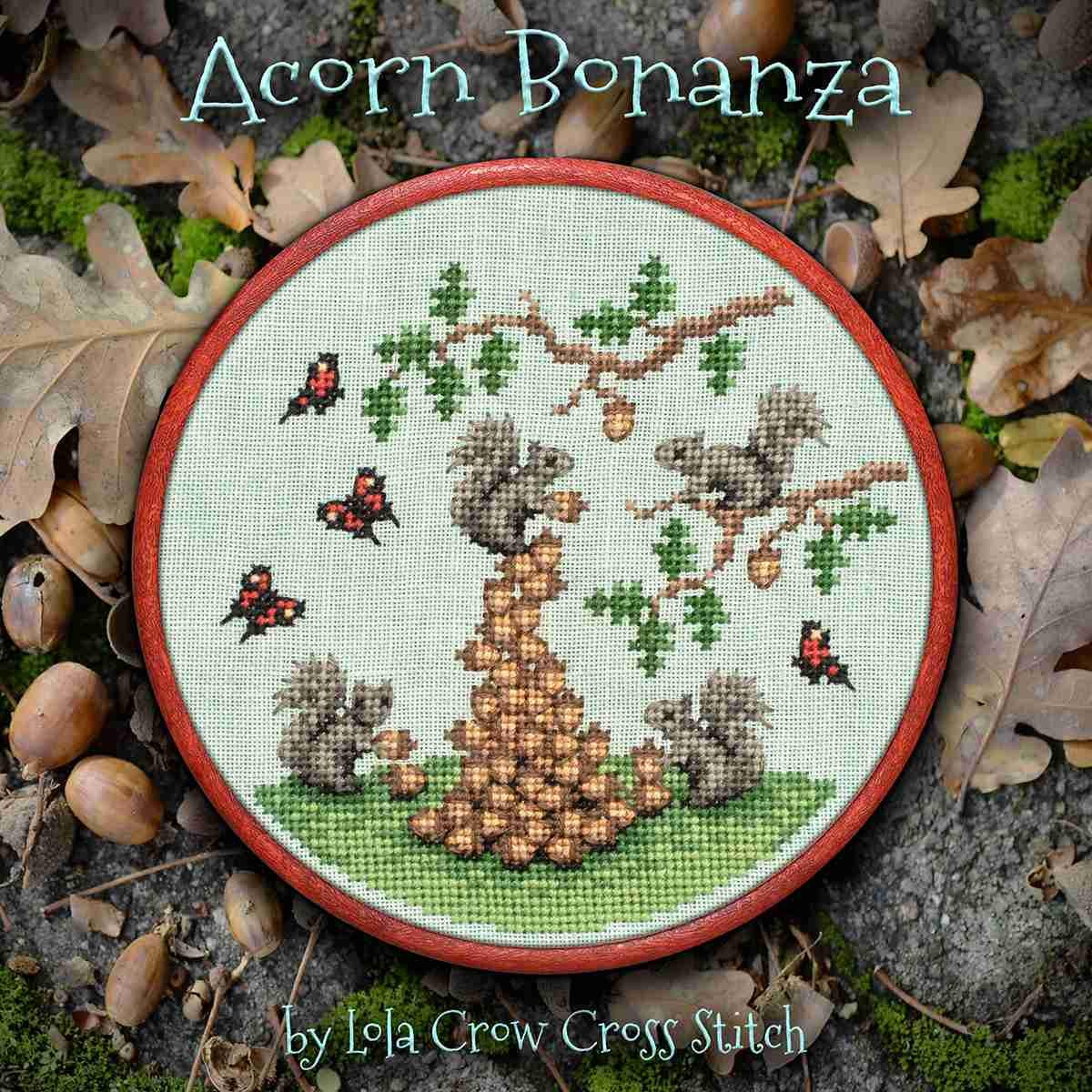 LOLA CROW "Acorn Bonanza" Counted Cross Stitch Pattern, Needlework Marketplace 2025, Chart, Pattern Only