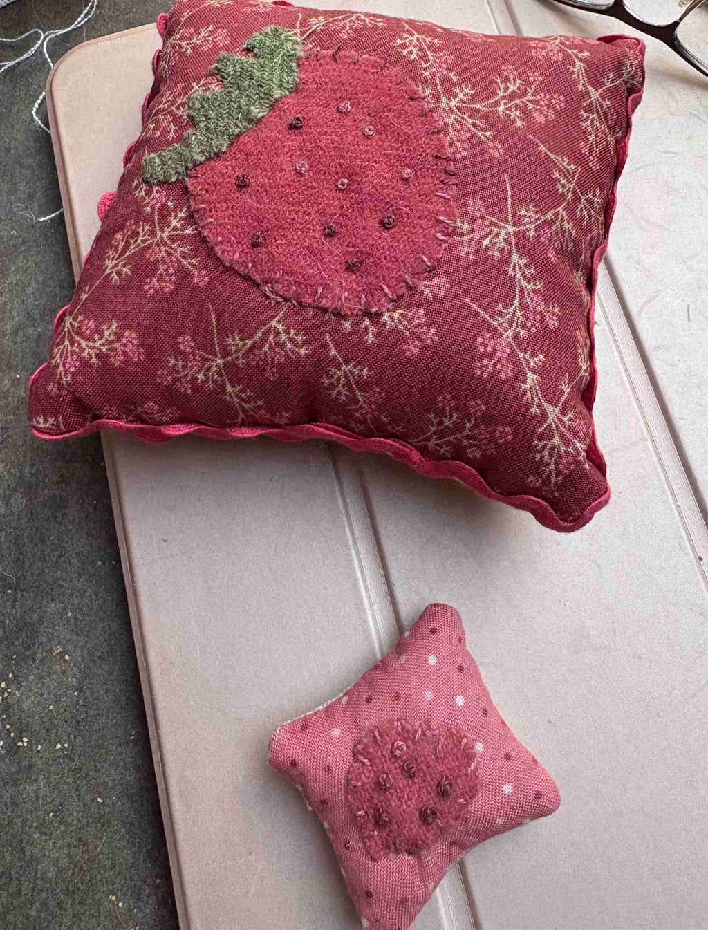 Pansy Patch Quilts & Stitchery "Strawberry Basket Pinkeep" Counted Cross Stitch, Needlework Marketplace 2025, Pattern Only
