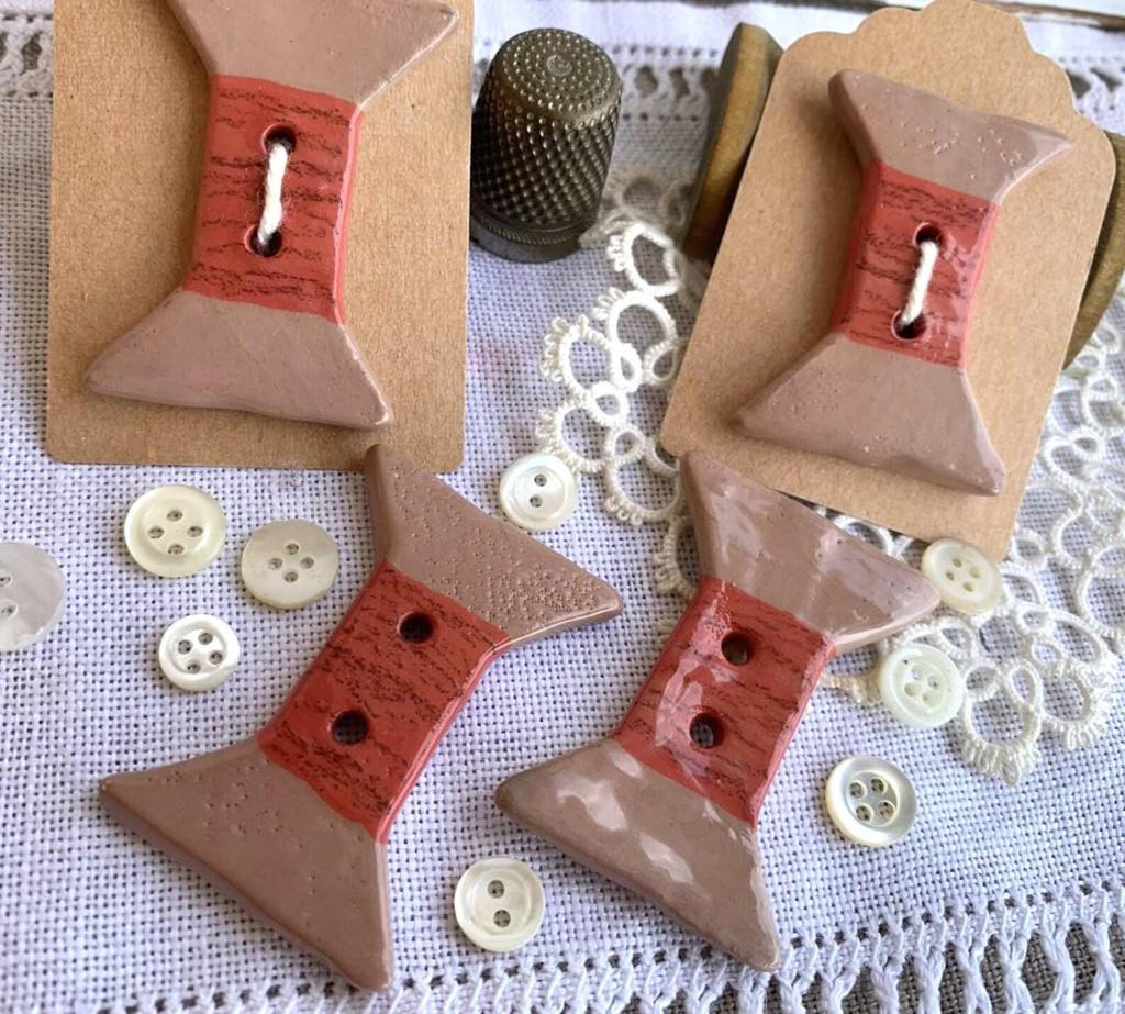 Rovaris ~ Ceramic Bobbin / Spool Button, Handcrafted and Imported from Samone, Italy