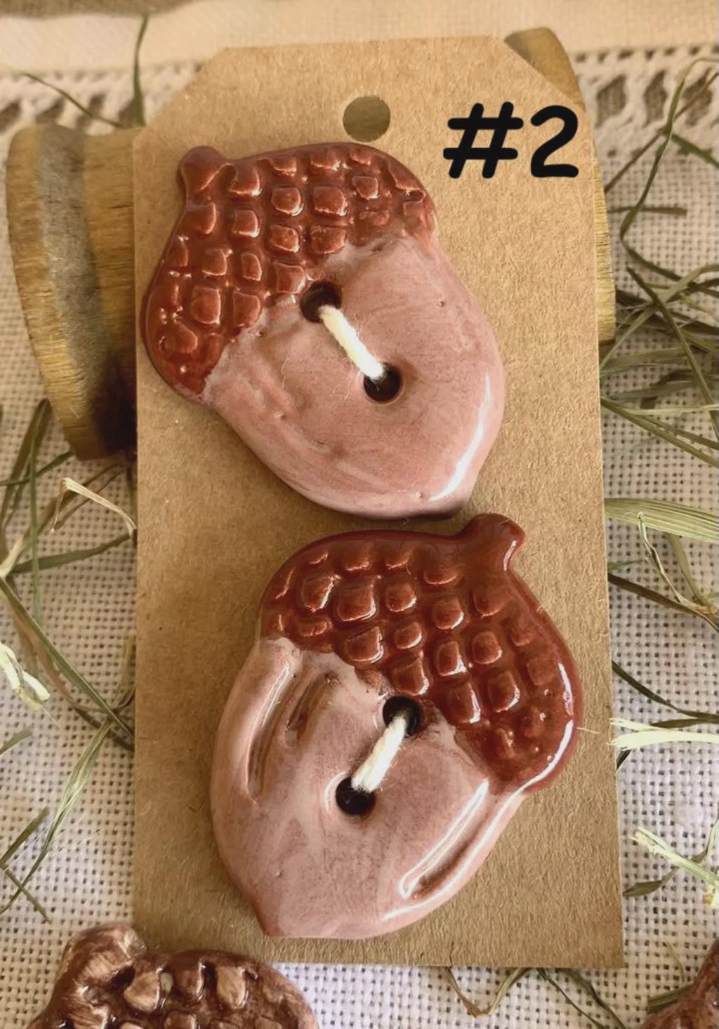 Rovaris ~ Ceramic Acorn Buttons, Handcrafted and Imported from Samone, Italy