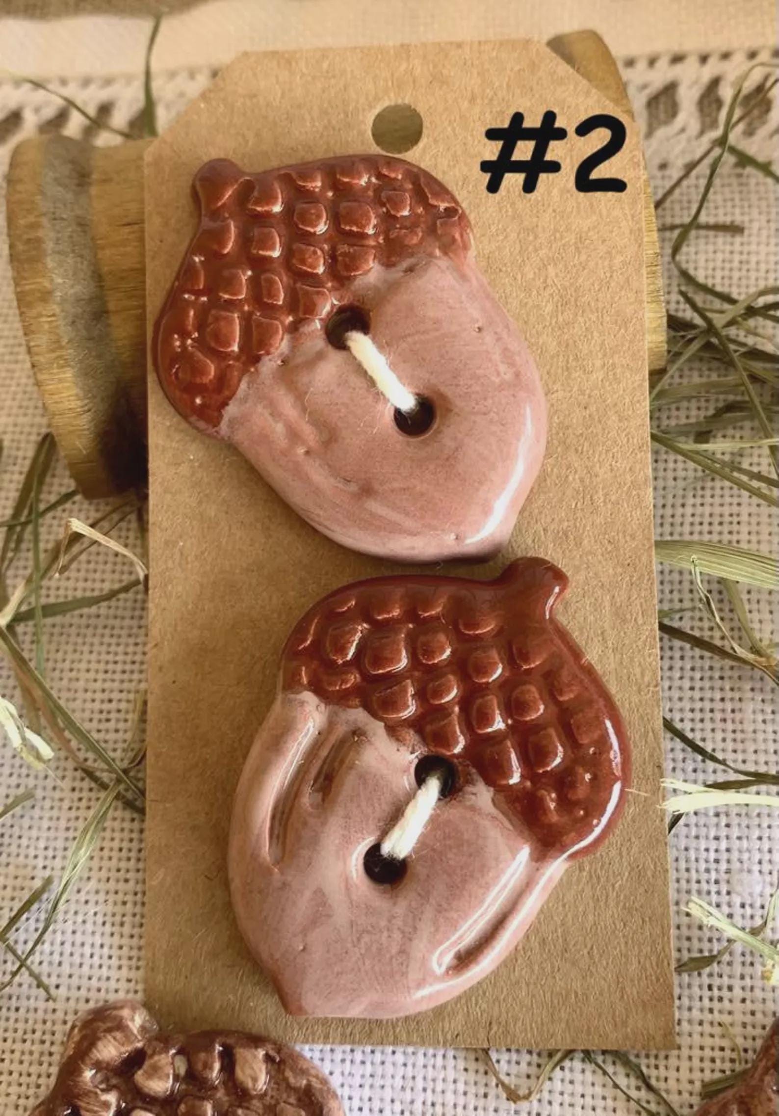 Rovaris ~ Ceramic Acorn Buttons, Handcrafted and Imported from Samone, Italy