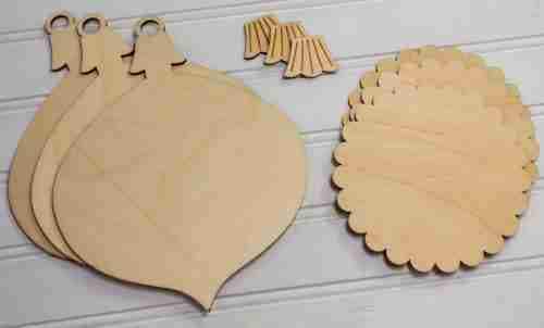 CHERRY BLOSSOMS "Vintage Ornaments Wooden Backer for Trio" 3-Piece Design Made From Birch Plywood, Needlework Marketplace 2024, CB274LB