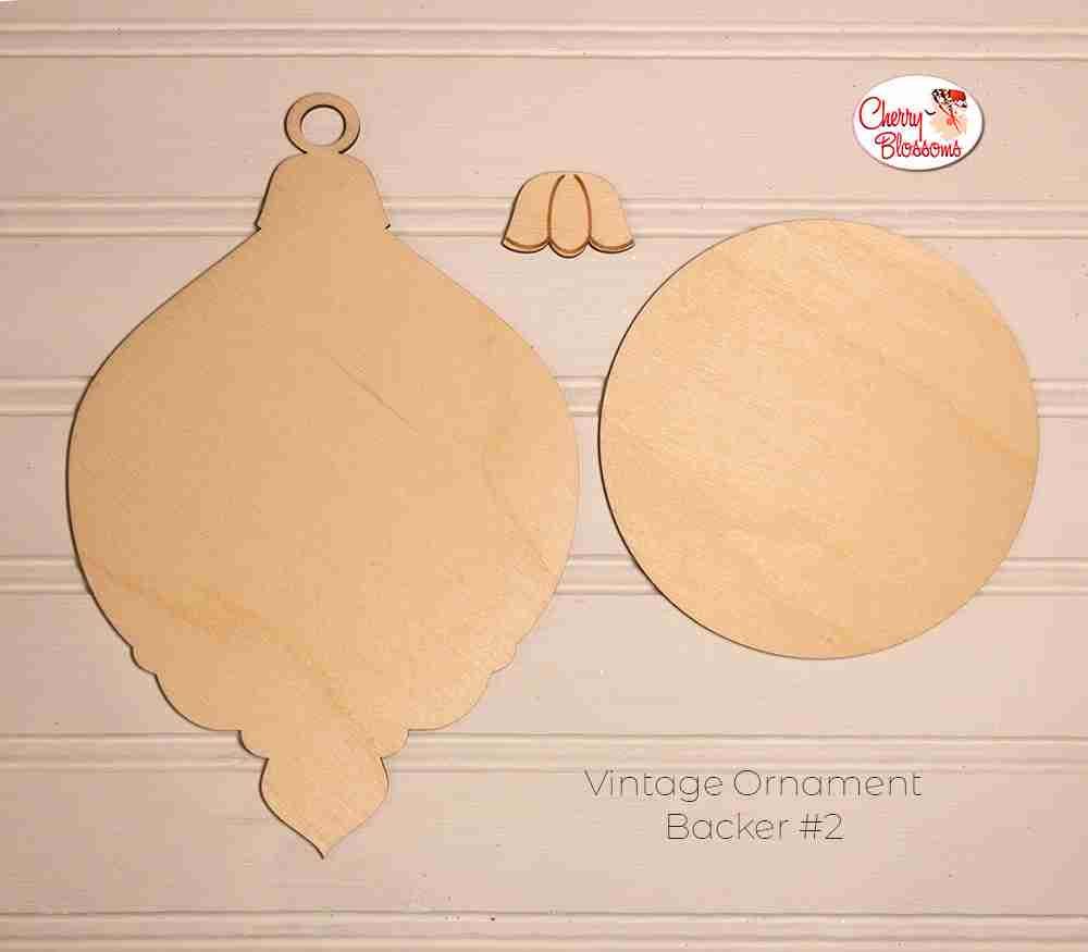 CHERRY BLOSSOMS "Vintage Ornament Wooden Backer" 3-Piece Design Made From Birch Plywood, Needlework Marketplace 2024, CB266LB