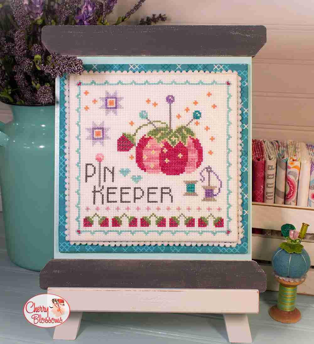 CHERRY BLOSSOMS "Pin Keeper" Counted Cross Stitch Pattern, Chart, Paper Pattern