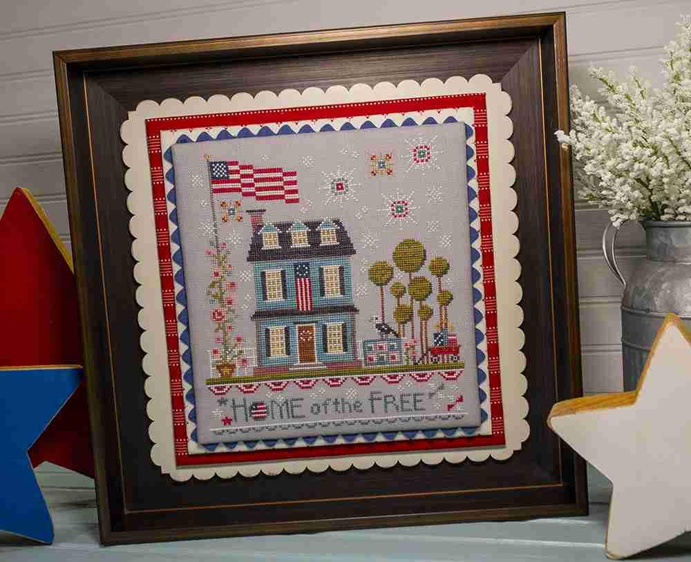 CHERRY BLOSSOMS "Home Of The Free" Counted Cross Stitch Pattern, Chart, Paper Pattern