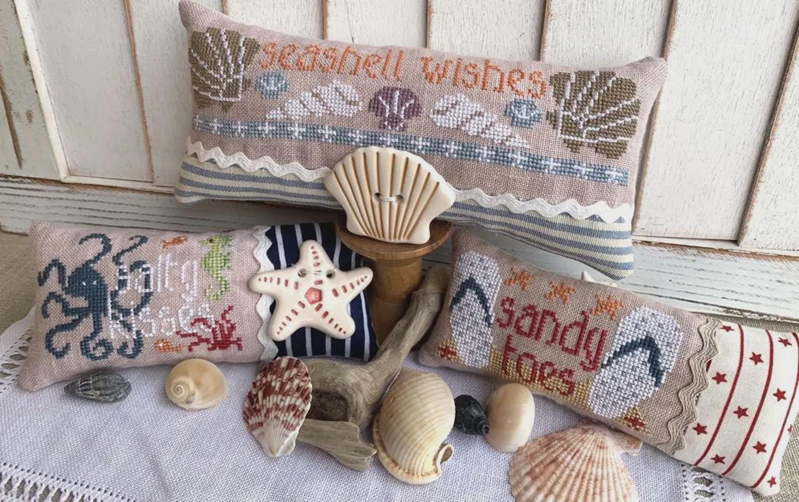 ROVARIS "Seashell Wishes" Counted Cross Stitch Pattern, Beach, Summer, Paper Pattern