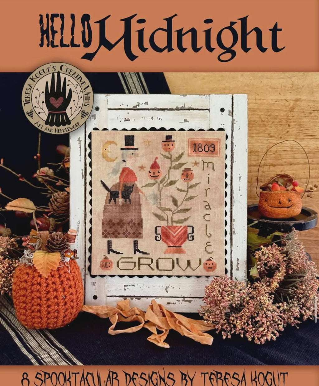 Teresa Kogut Creative Whims "Hello Midnight" Counted Cross Stitch Pattern, Booklet, 8 Spooktacular Designs, Pattern Only