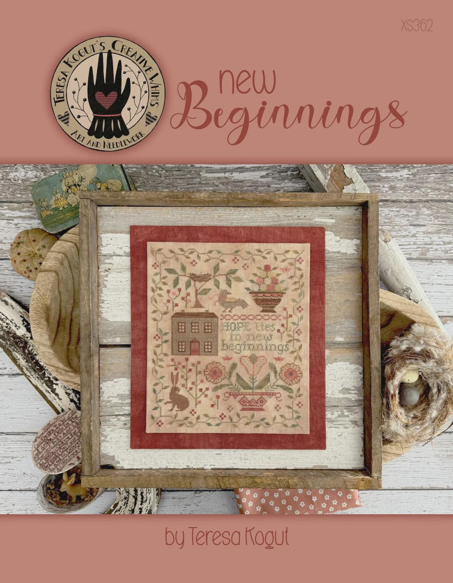 Teresa Kogut Creative Whims "New Beginnings" Counted Cross Stitch Pattern, Sampler, Chart, Pattern Only