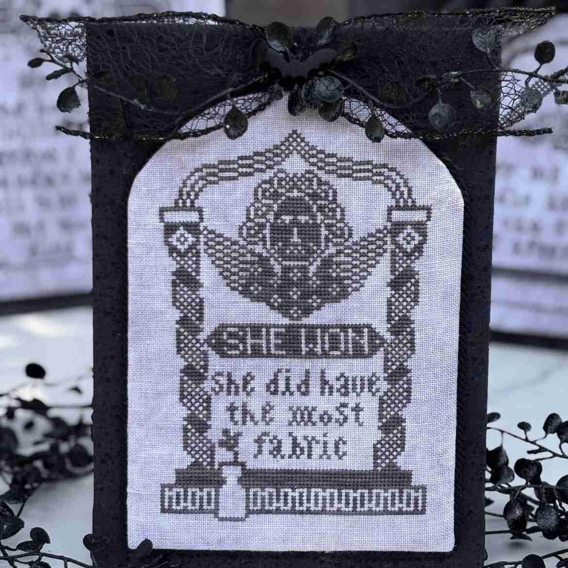 DIRTY ANNIE'S "She Won" Counted Cross Stitch Pattern, Chart, Fall, Halloween, Needlework Marketplace 2025, Pattern Only