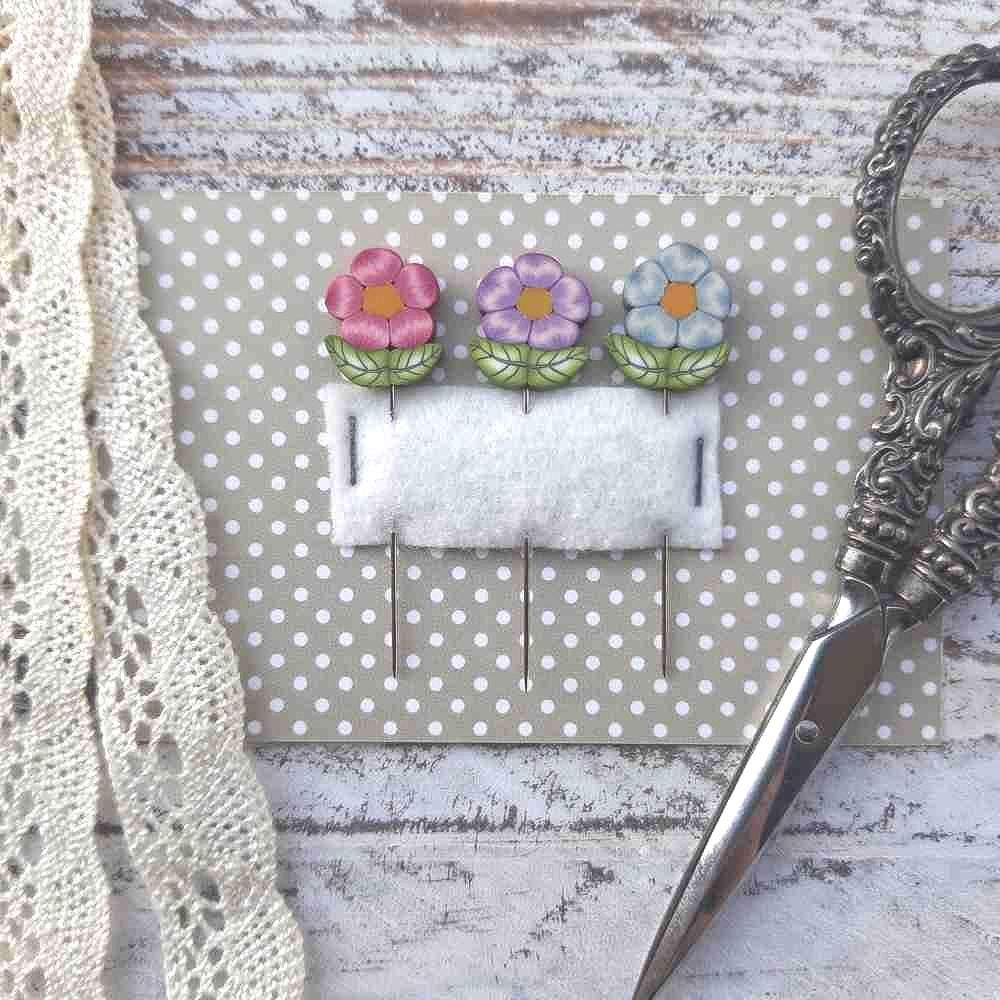 PUNTINI PUNTINI "Flowers Pin Set, Needlework Marketplace 2025, Set of 3