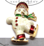 Kelly Clark Studio ~ Skating Snowman Needle Minder, Needle Dock, Canvas Magnet, Needle Garage, Needleminder