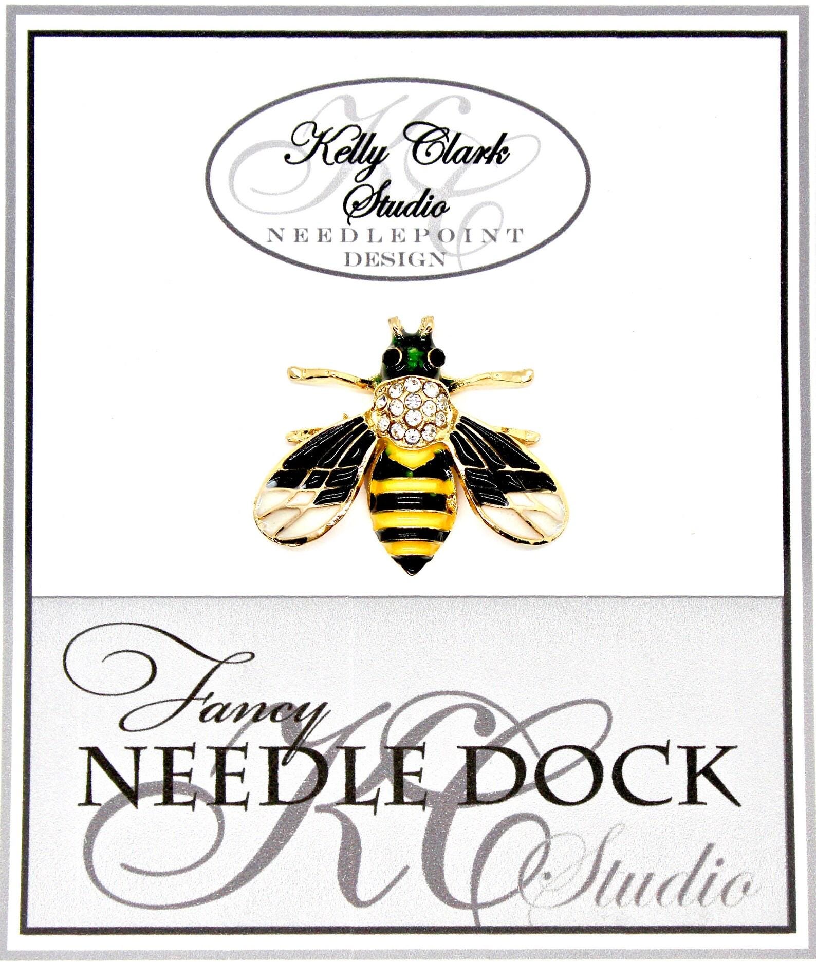 Kelly Clark Studio ~ Green Headed Needle Minder, Needle Dock, Canvas Magnet, Needle Garage, Needleminder