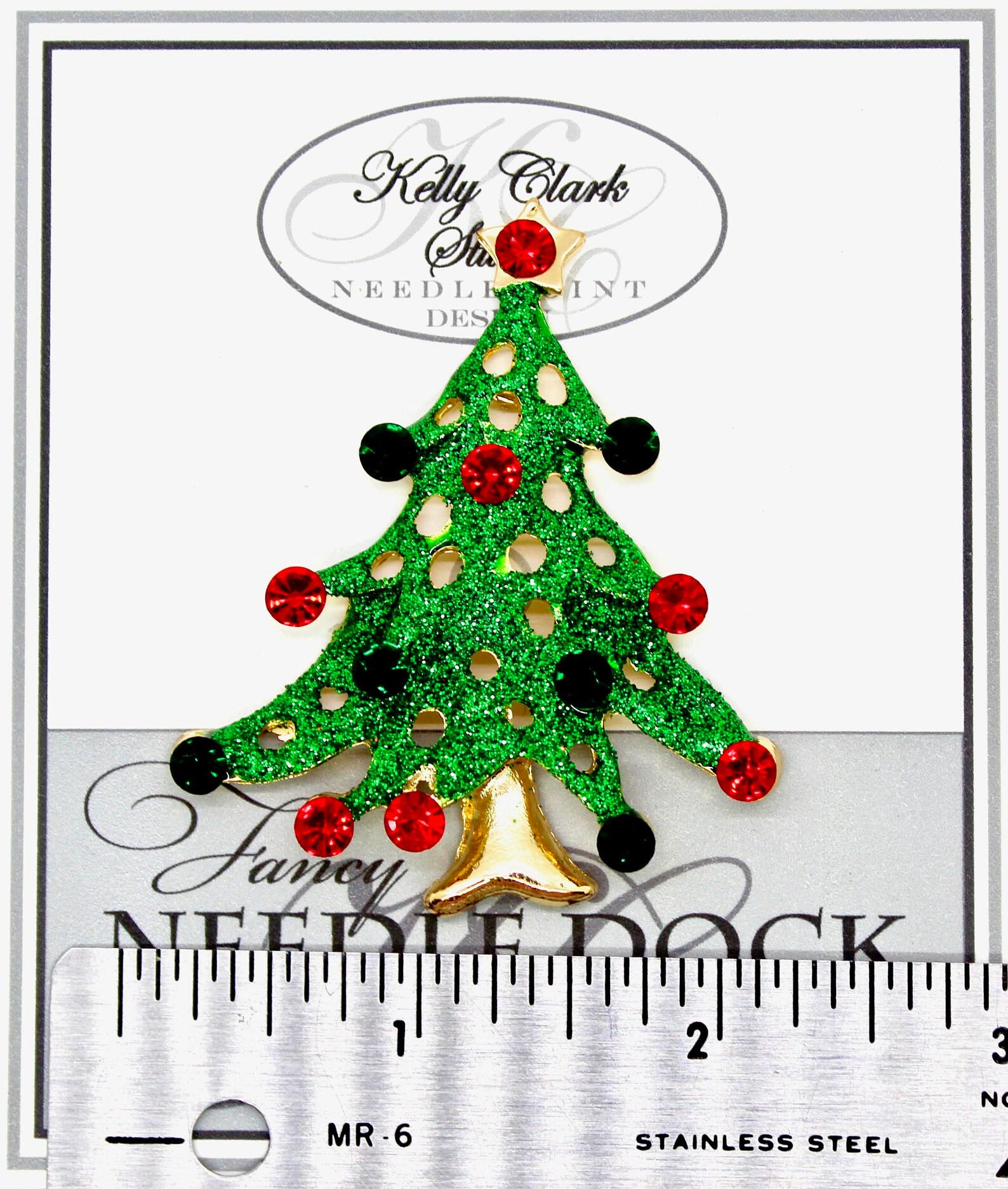 Kelly Clark Studio ~ Emerald Christmas Tree Needle Minder, Needle Dock, Canvas Magnet, Needle Garage, Needleminder