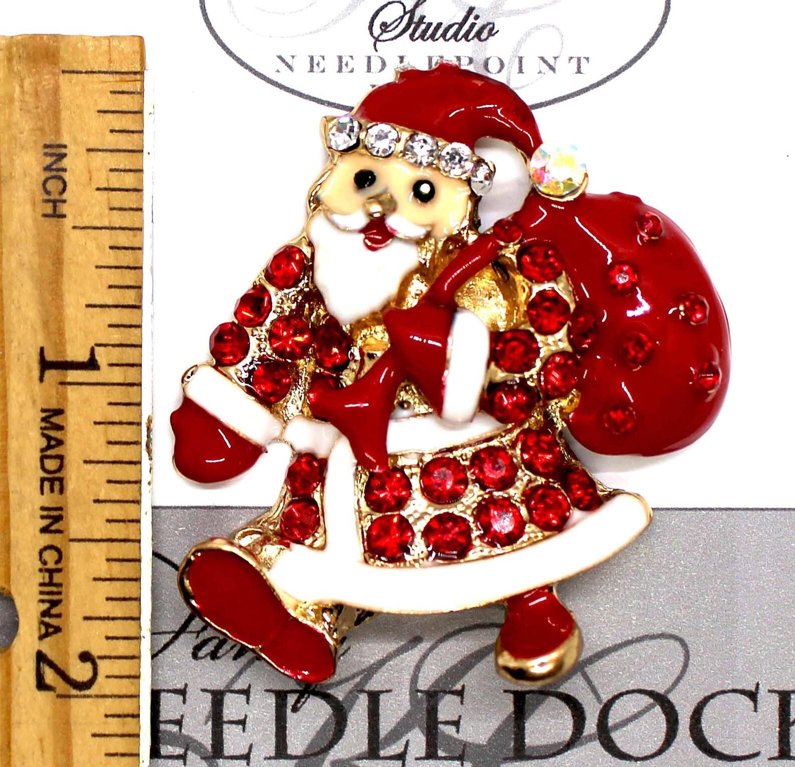 Kelly Clark Studio ~ Santa Needle Minder, Needle Dock, Canvas Magnet, Needle Garage, Needleminder