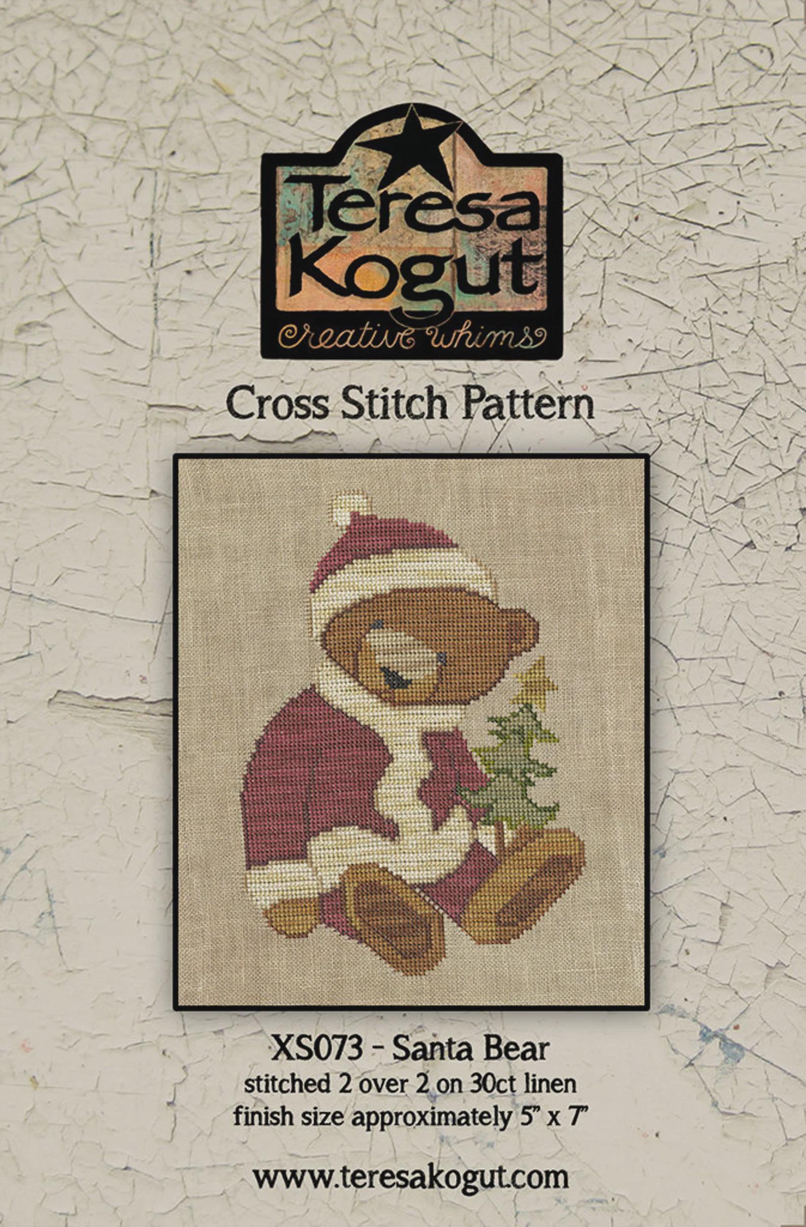 TERESA KOGUT "Santa Bear"  Counted Cross Stitch Pattern  Winter, Christmas, Pattern Only