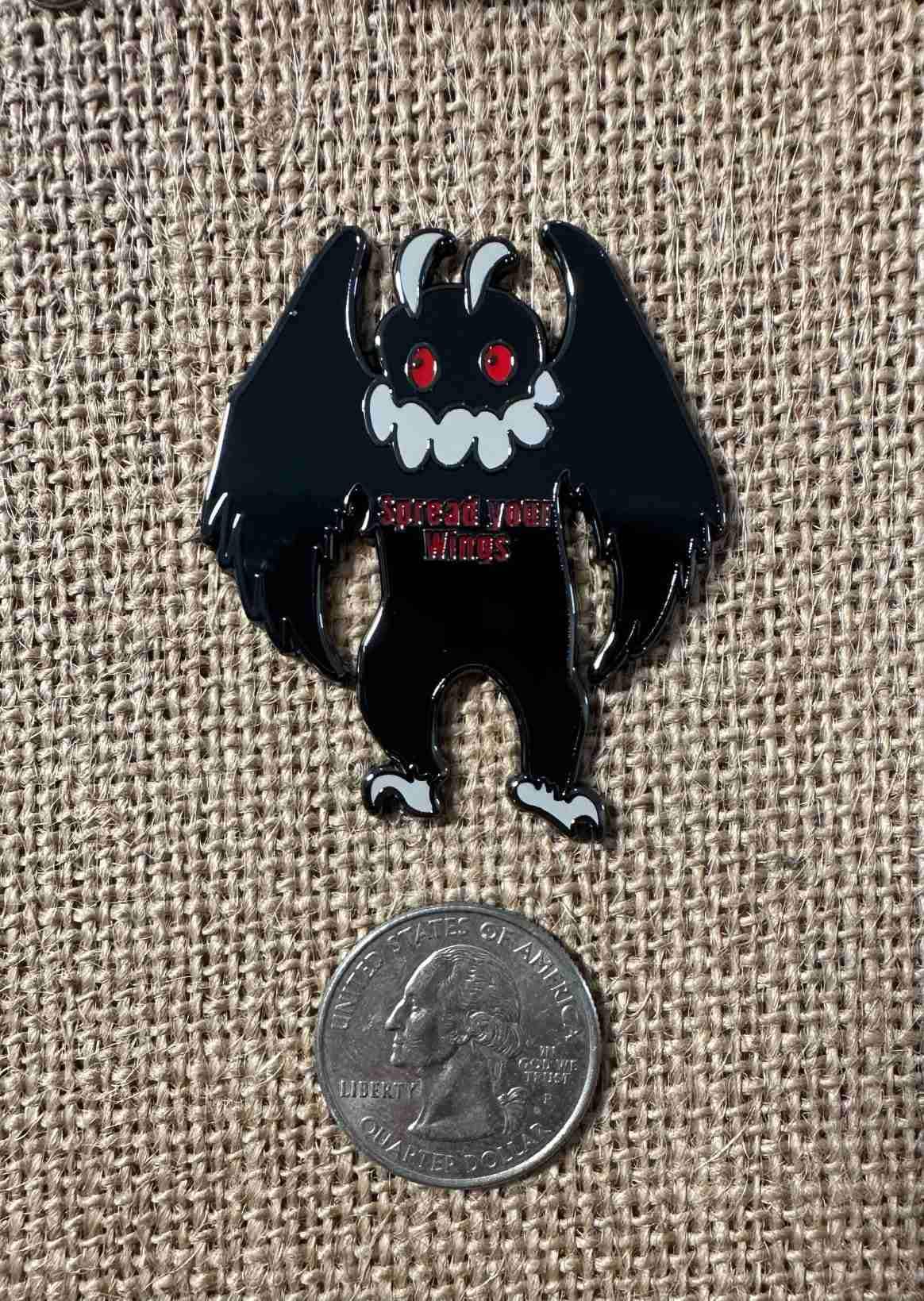 REBEL STITCHER DESIGNS "Mothman - Spread Your Wings" Strong High Quality Magnet  Enamel Needle Minder