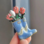 KINGSLAND NEEDLE MINDER ~ Pink or Blue Tulip Rain Boots Needle Minder, Needle Dock, Canvas Magnet, Needle Garage, Needleminder