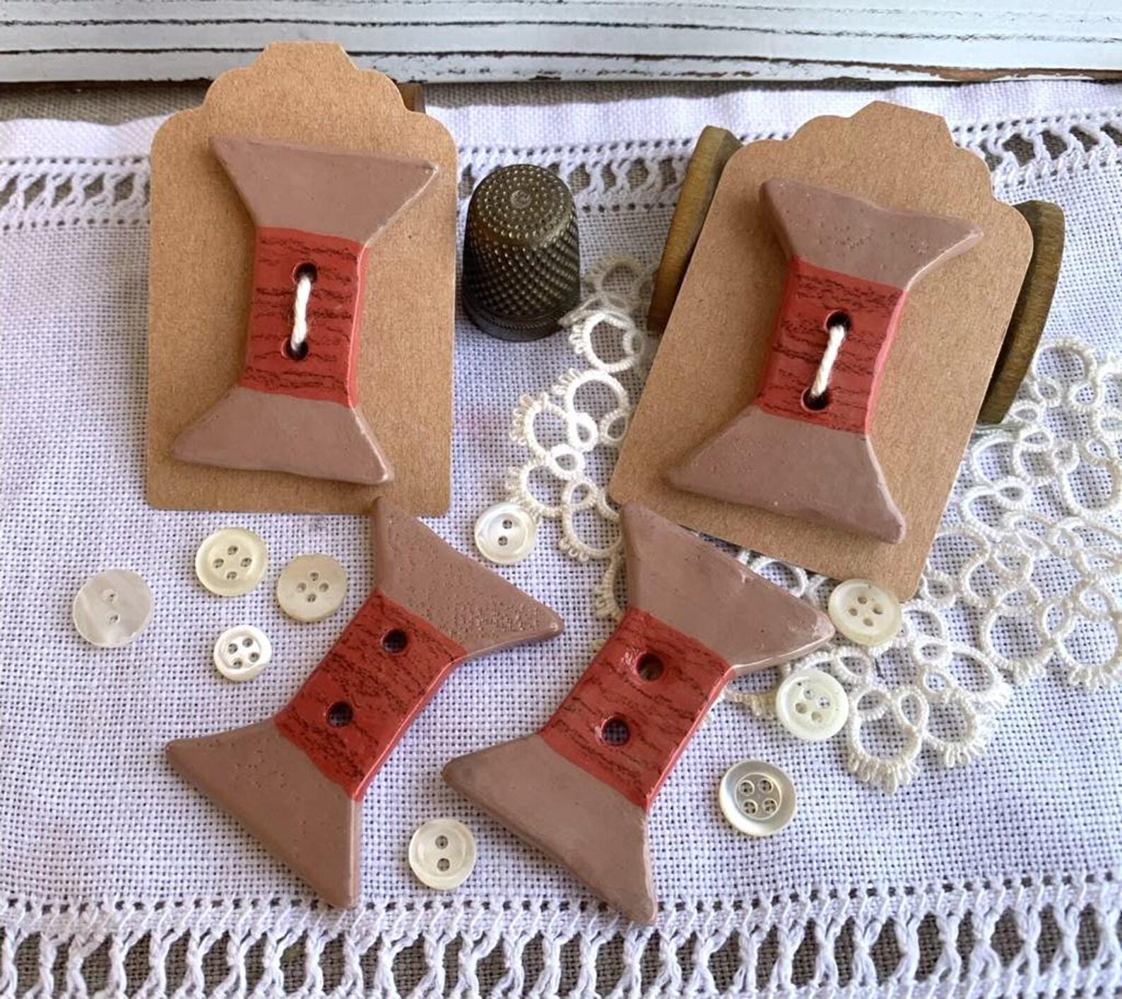 Rovaris ~ Ceramic Bobbin / Spool Button, Handcrafted and Imported from Samone, Italy