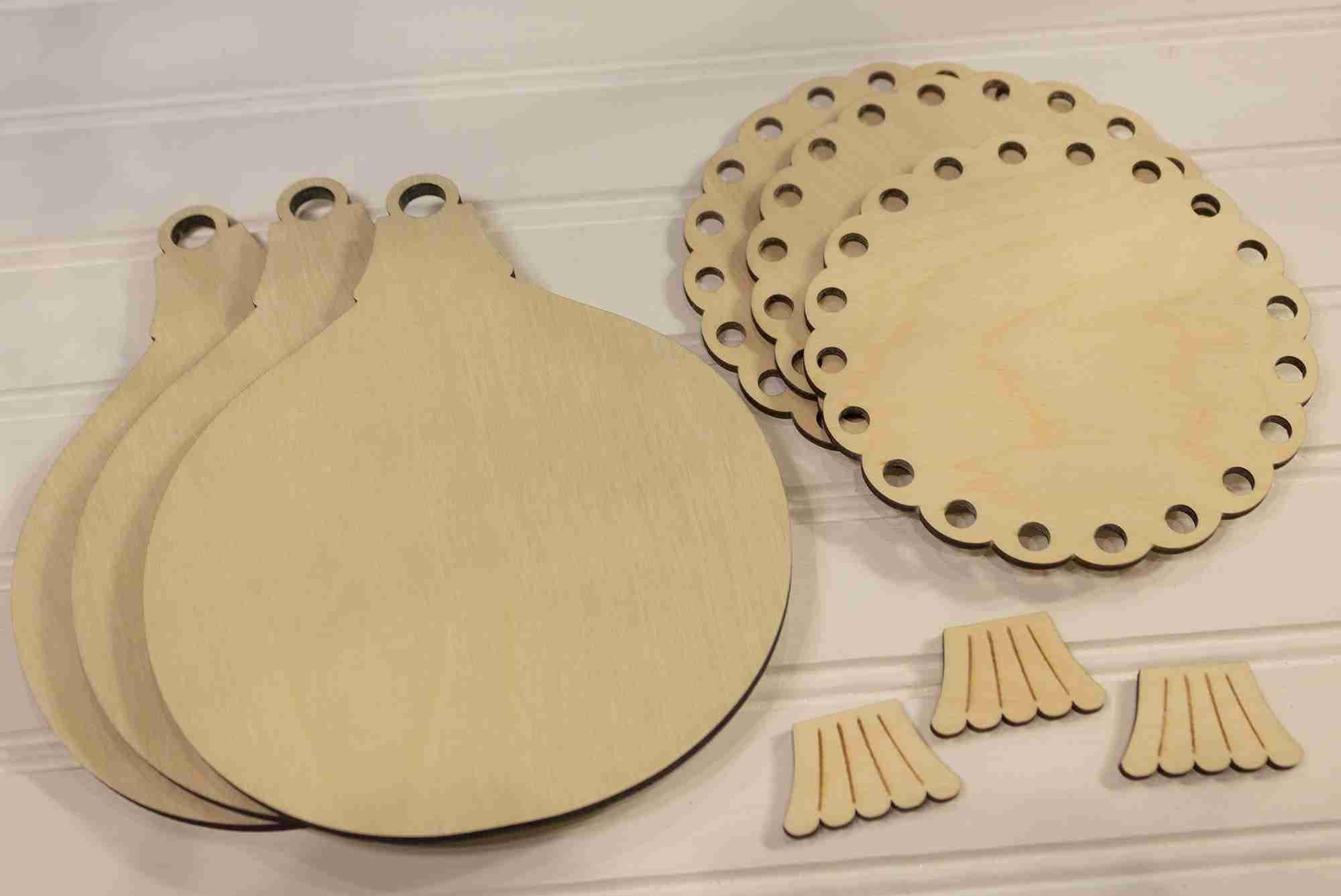 CHERRY BLOSSOMS "Vintage Ornaments Wooden Backer for Trio" 3-Piece Design Made From Birch Plywood, Needlework Marketplace 2025, CB289LB