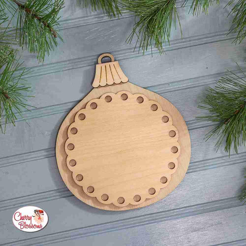 CHERRY BLOSSOMS "Vintage Ornaments Wooden Backer for Trio" 3-Piece Design Made From Birch Plywood, Needlework Marketplace 2025, CB289LB
