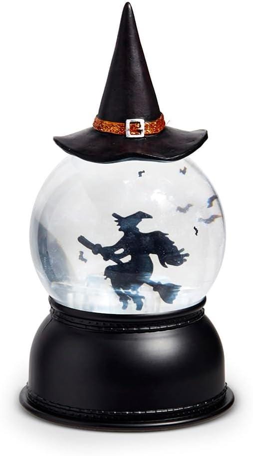 Halloween Flying Witch Globe ~ Lighted Swirling Bat Globe ~ 8" ~ Halloween Decor K125 ~ New for 2025