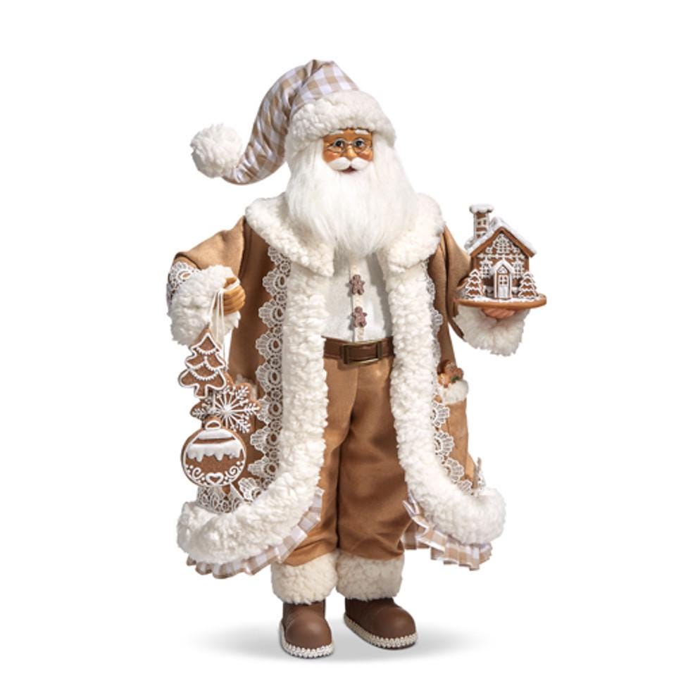 Santa Figurine ~ 18" Gingham Gingerbread Christmas Santa Figure ~ Free Shipping ~ Christmas Decor K124 ~ New for 2025
