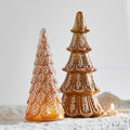 Gingerbread Trees ~ 14.5" ~ Set of 2 Ornate Glass Gingerbread Trees ~ Christmas Decor K118 ~ Free Shipping ~ New for 2025