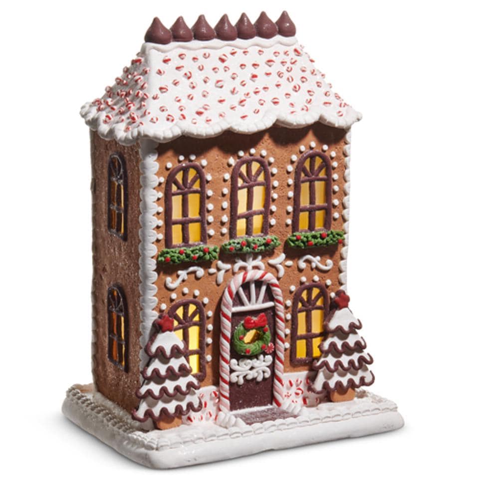 13" Gingerbread House ~ Lighted Chocolate Frosted Gingerbread House Christmas Decoration ~ Christmas K114 ~ Free Shipping ~ New for 2025