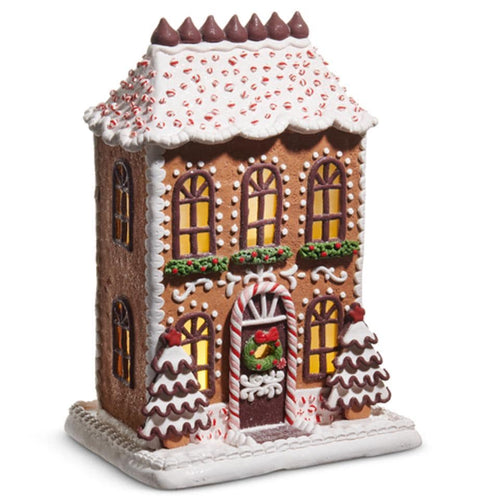 13" Gingerbread House ~ Lighted Chocolate Frosted Gingerbread House Christmas Decoration ~ Christmas K114 ~ Free Shipping ~ New for 2025
