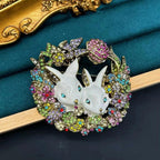 Wonderful Retro Flower Wreath Rabbit Brooch