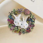 Wonderful Retro Flower Wreath Rabbit Brooch