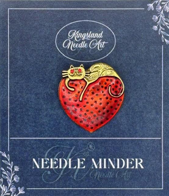 KINGSLAND NEEDLE MINDER ~ Strawberry Kitty Cat Needle Minder, Needle Dock, Needle Nanny, Canvas Magnet, Needle Garage, Needleminder