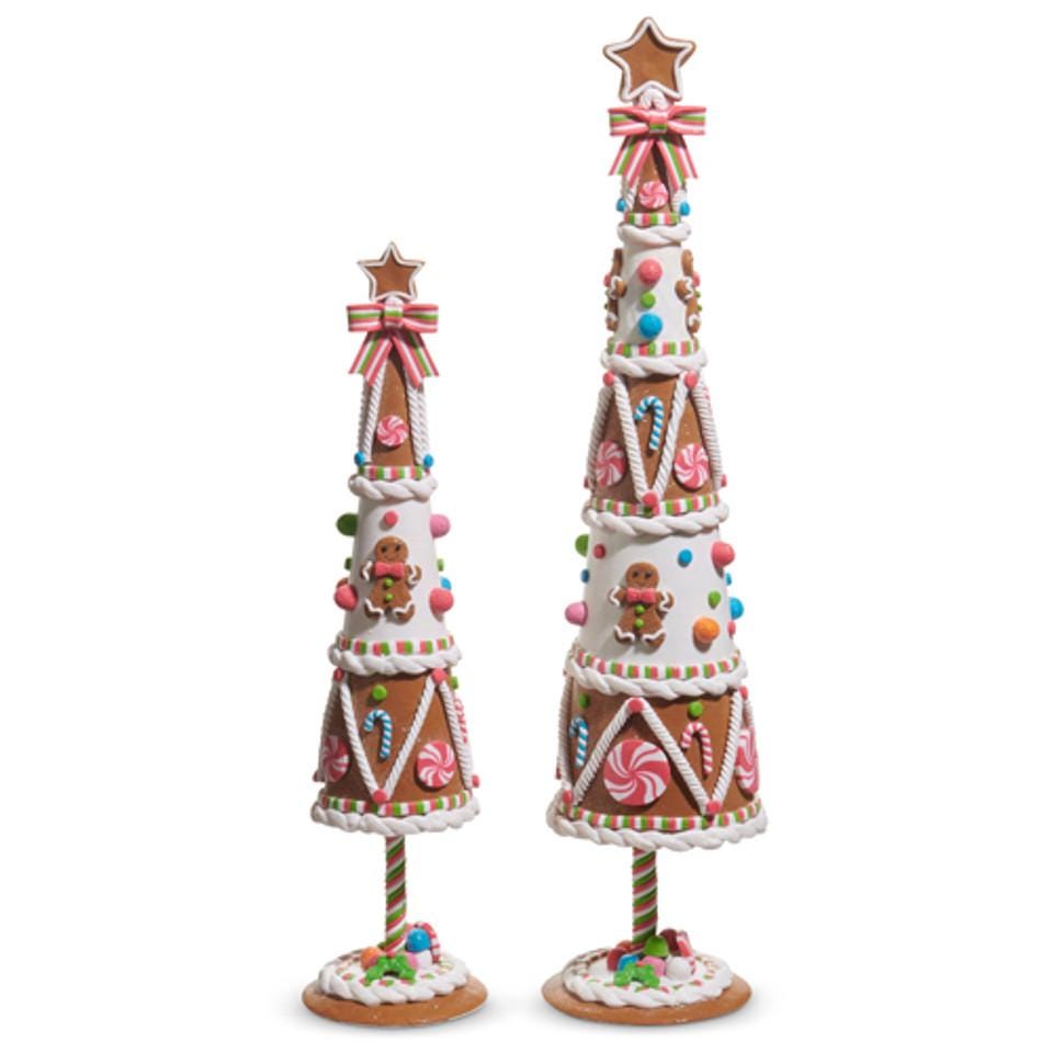Gingerbread Trees ~ 23" Large Gingerbread Trees Christmas Decoration ~ Set of 2 ~ K109 ~ Free Shipping ~ New for 2025