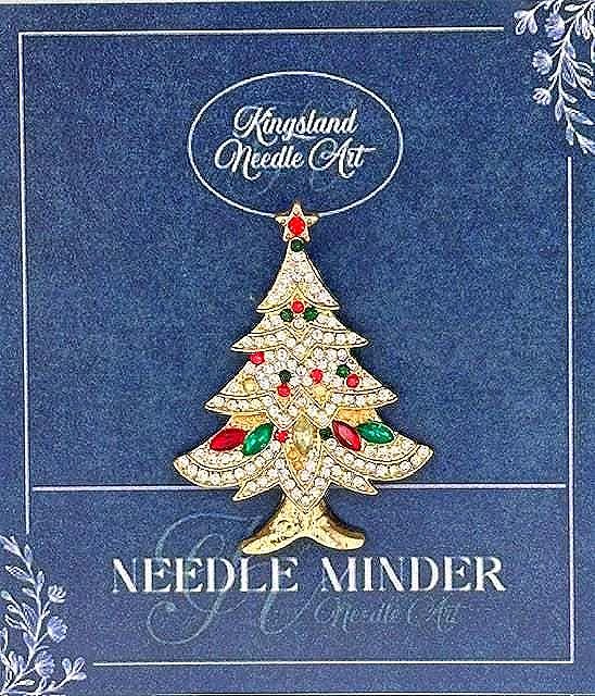 KINGSLAND NEEDLE MINDER ~ White Christmas Tree Needle Minder, Needle Dock, Swarovski Crystal Enamel Magnet, Needle Garage, Needleminder
