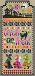 SHANNON CHRISTINE DESIGNS "Trick or Treat Sampler" Counted Cross Stitch Pattern, Halloween, Witch, Chart, Pattern Only
