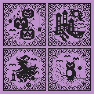 SHANNON CHRISTINE DESIGNS "Halloween Silhouettes" Counted Cross Stitch Pattern, Chart, Pattern Only