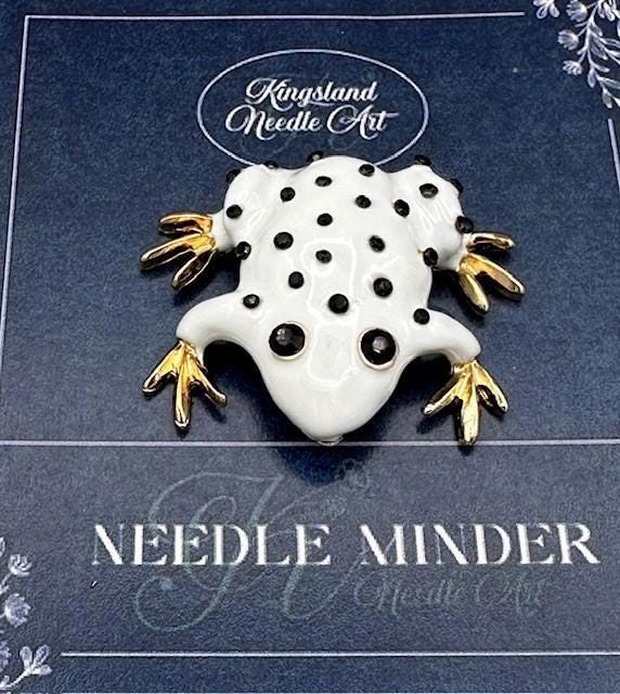 KINGSLAND NEEDLE MINDER ~ White Frog Needle Minder, Needle Dock, Needle Nanny, Magnet, Needle Garage, Needleminder
