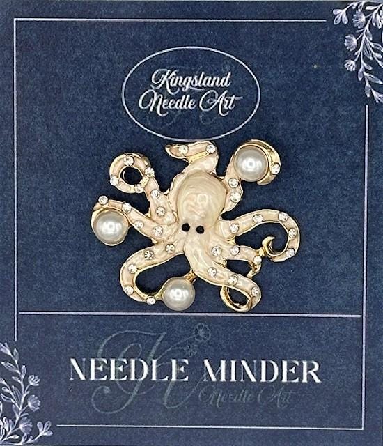 KINGSLAND NEEDLE MINDER ~ Cream Octopus Needle Minder, Needle Dock, Needle Nanny, Canvas Magnet, Needle Garage, Needleminder