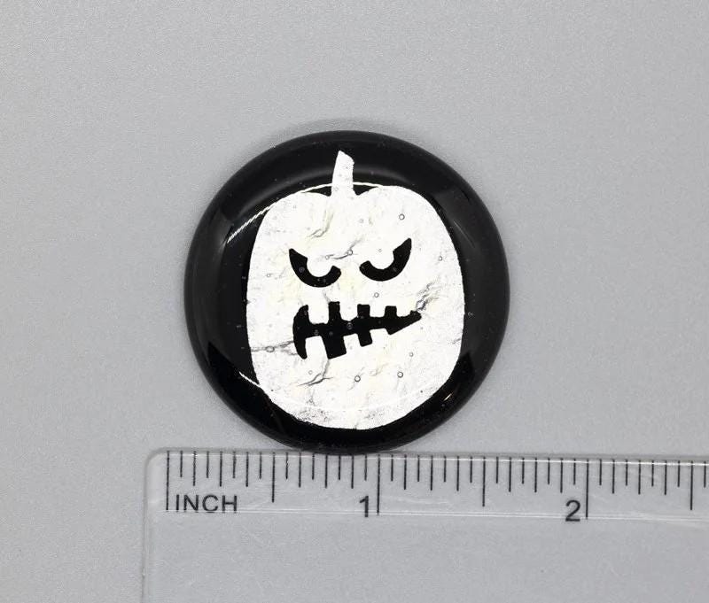 BEAU VERRE ART "Halloween Growling Pumpkin Fused Glass Needle Minder"  Magnet  Needleminder  One-of-a-Kind  Handcrafted by Kelly 6059