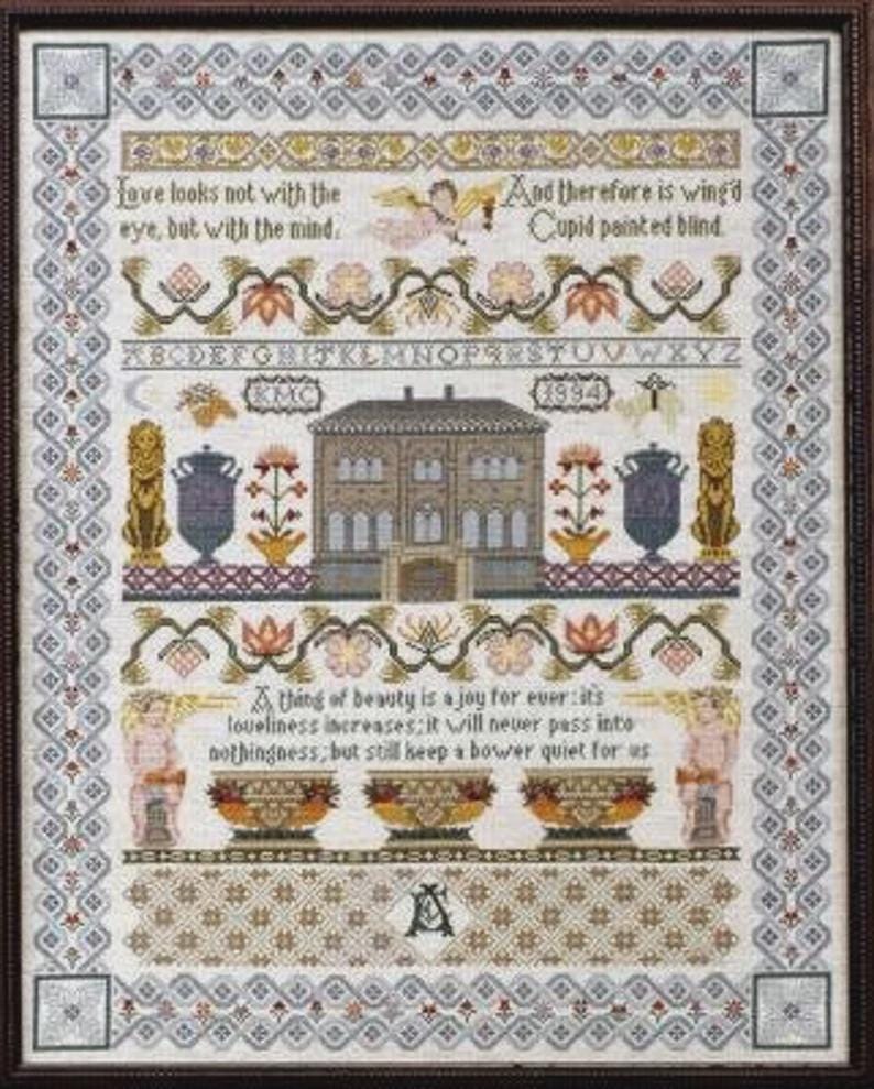 Moira Blackburn Sampler "Love And Beauty" Counted Cross Stitch Pattern, Chart, Sampler, Pattern Only