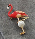 Kingsland Needle Minder ~ Enamel Pink Flamingo Needle Minder, Needle Dock, Canvas Magnet, Needle Garage, Needleminder