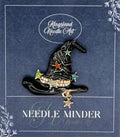 KINGSLAND NEEDLE MINDER ~ Glam Black Witch Hat Needle Minder, Needle Dock, Swarovski Crystal Enamel Magnet, Needle Garage, Needleminder