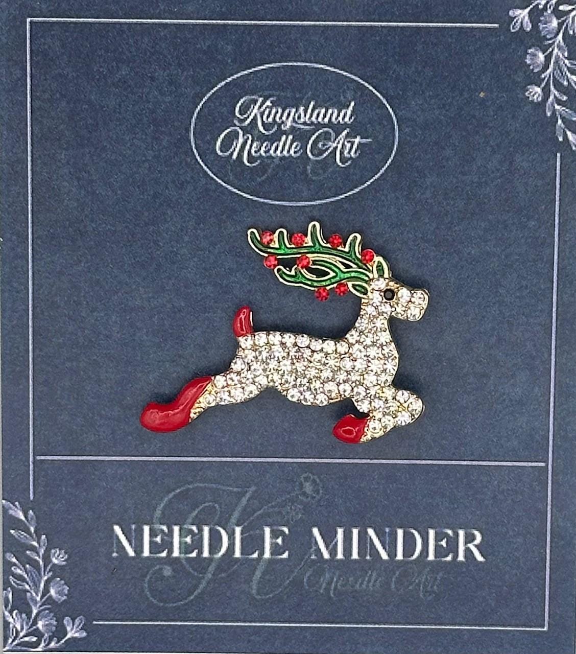 KINGSLAND NEEDLE MINDER ~ Christmas Reindeer Needle Minder, Needle Dock, Needle Nanny, Canvas Magnet, Needle Garage, Needleminder